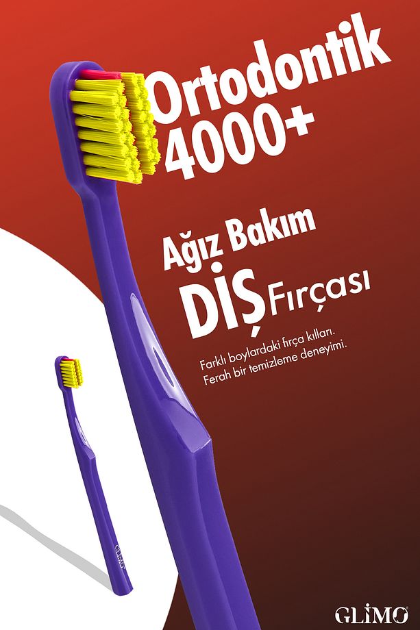 Ortodontik Diş Fırçası 4000 | Fda Onaylı,bpa Içermez,diş Teli Temizliği | 0,12 Mm Fırça Kılı, Mor - 1