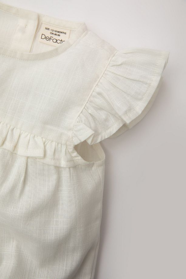 Kız Bebek 2'li Takım Kısa Kollu Fırfır Detaylı Bluz Şort C5168a524sm - 4