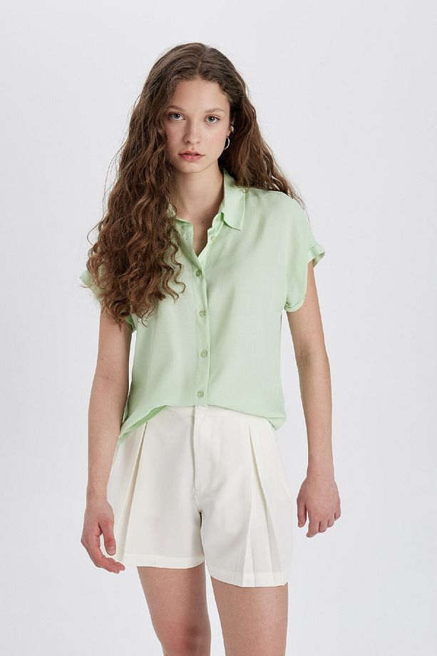 Regular Fit Basic Düz Kısa Kollu Gömlek N7819az24sp - 3