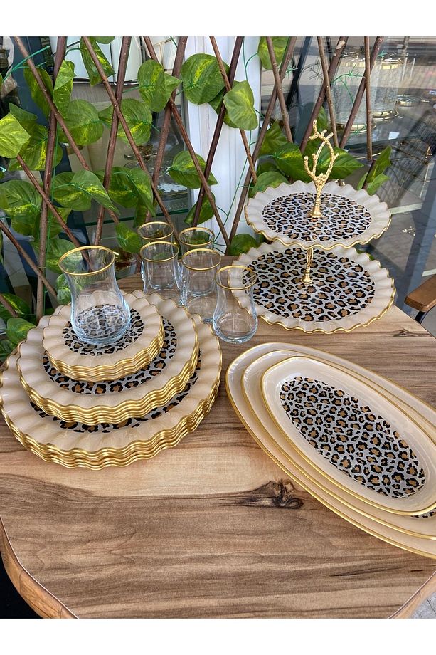 Gürcüglass 28 prç leopar kahvaltı seti - 3