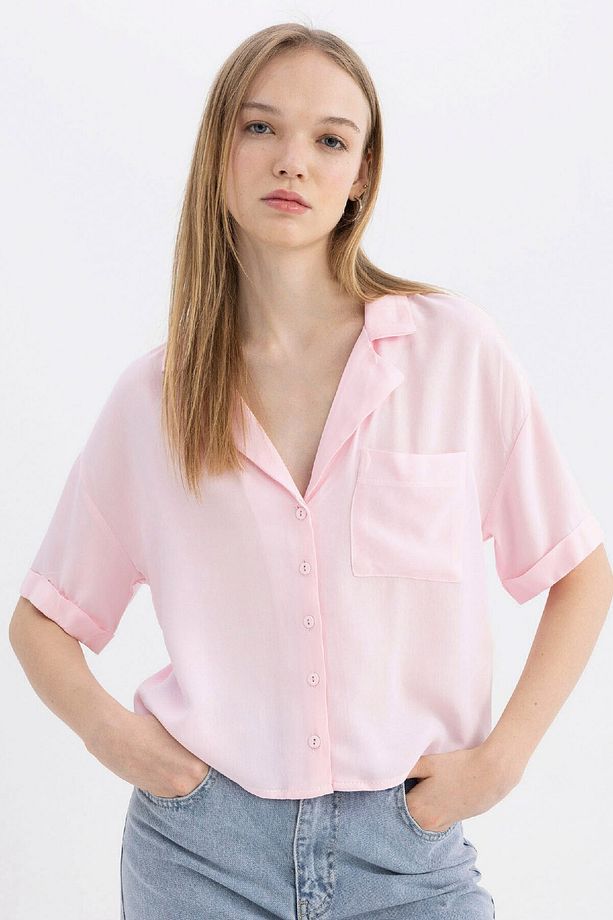 Coool Oversize Geniş Kalıp Pijama Yaka Kısa Kollu Gömlek C3751ax24sp - 1