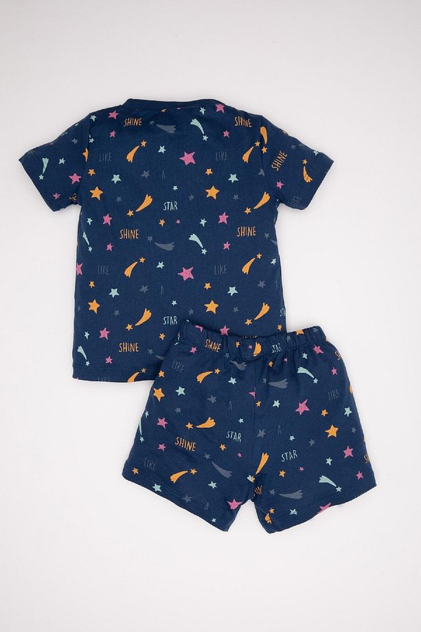 Kız Bebek Penye Pijama Takımı Yıldız Desenli Karanlıkta Parlayan Kısa Kollu Üst Şort C3483a524hs - 6