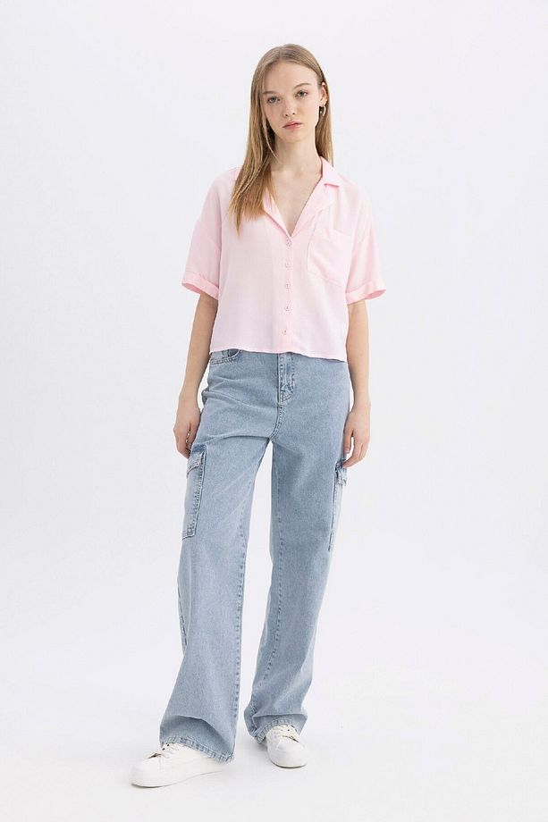 Coool Oversize Geniş Kalıp Pijama Yaka Kısa Kollu Gömlek C3751ax24sp - 2