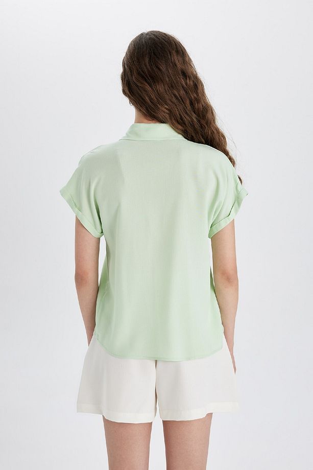 Regular Fit Basic Düz Kısa Kollu Gömlek N7819az24sp - 6