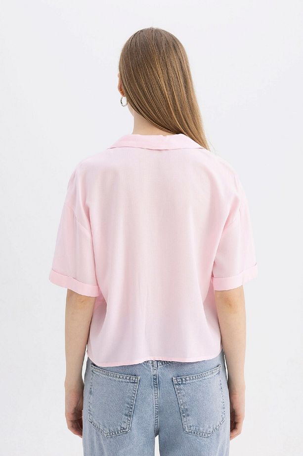 Coool Oversize Geniş Kalıp Pijama Yaka Kısa Kollu Gömlek C3751ax24sp - 6