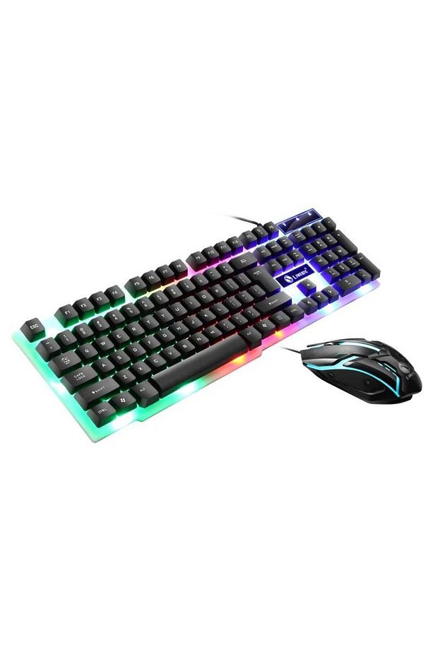 Oyuncu Klavye Oyuncu Mous Set Işıklı Rgbli Gaming Klavye Mous Kablolu Set - 1
