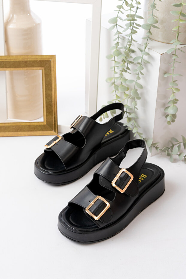 Women's Double Strap Buckle Detailed Daily Comfortable Sandals