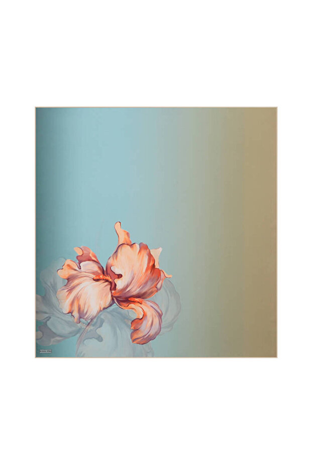 Mint Iris Pattern Twill Silk Scarf - 2