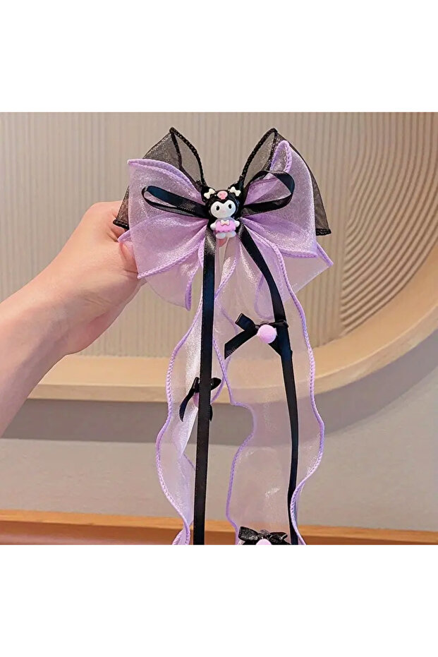 Purple Bow Hairpin with Sanrio Kuromi Character