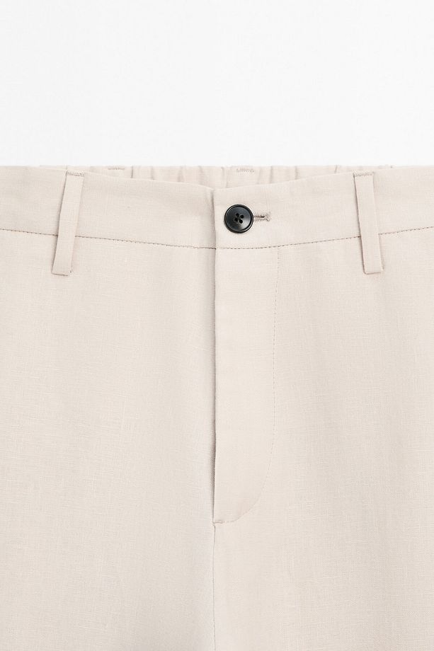 %100 keten regular fit pantolon - 5
