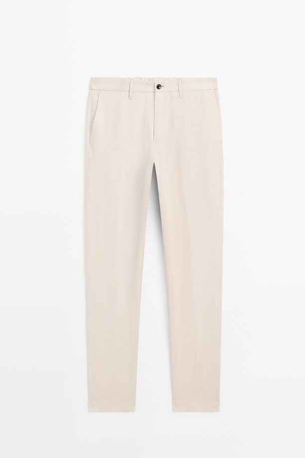 %100 keten regular fit pantolon - 6