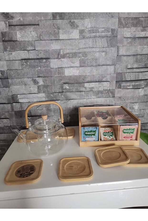 model 8 parça kare çay tabaklı çay seti - 2