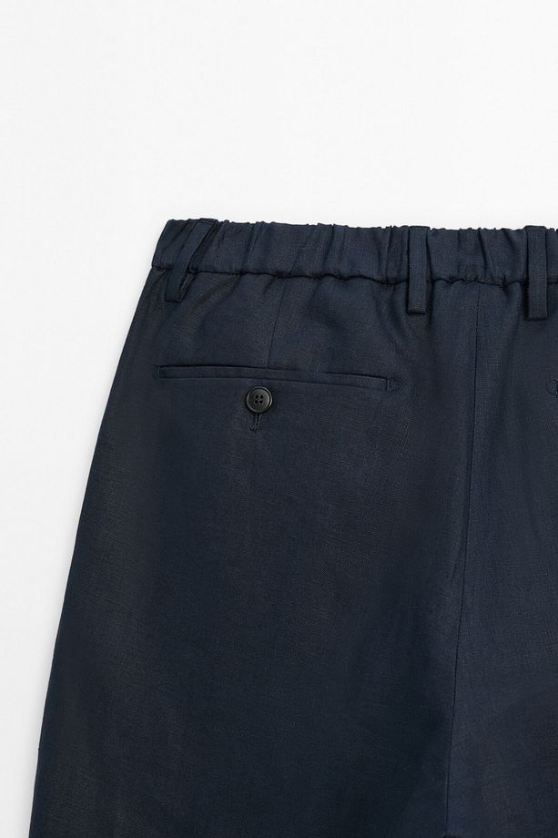 %100 keten regular fit pantolon - 7