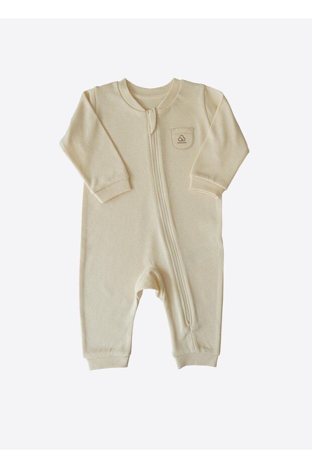 Organik New Basic Fermuarlı Tulum Natural - 1