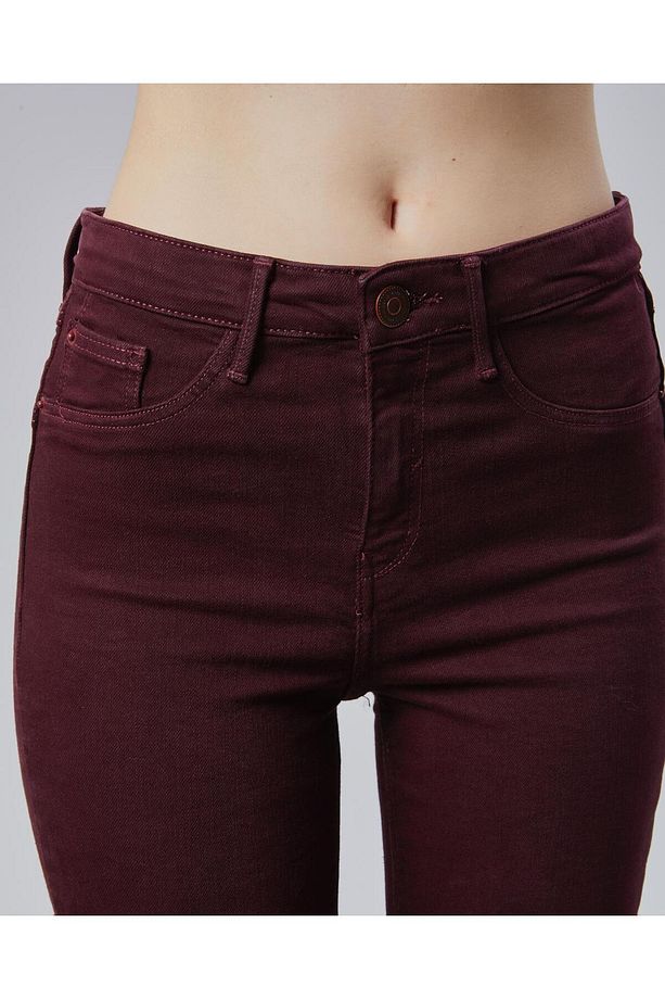 Bordo E.x.t.r.a Skinny Jeans Kot Solmaz Toparlayıcı Jean - 4