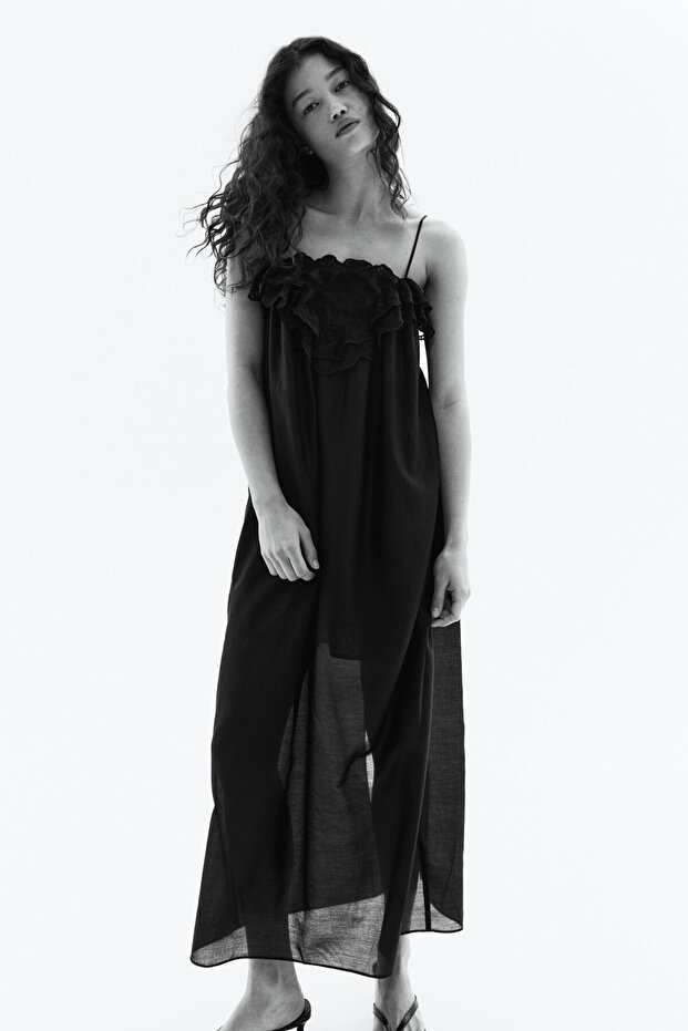 Dantel Şeritli Askılı Elbise - 1