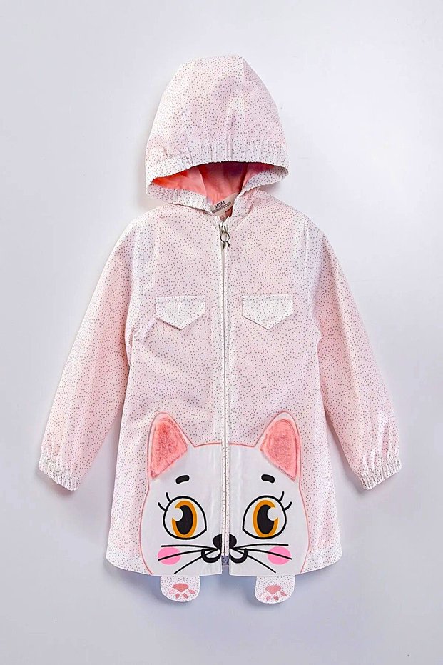 New Season Cute Cat Figured, Hooded, Cotton Lined Baby-Child Raincoat-Coat