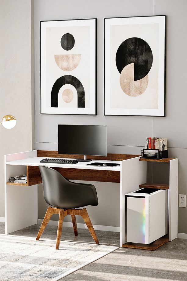 Çalışma Masası 155x60cm Yan Konsollu Çalışma Masası | Masa | Oyuncu Masası | Ofis Masası | Masa - 1
