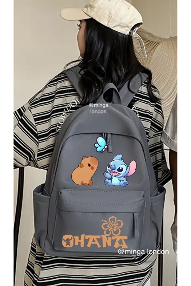 Heart Double Printed School, Tutoring, Course Backpack with Front Pocket -Minga London