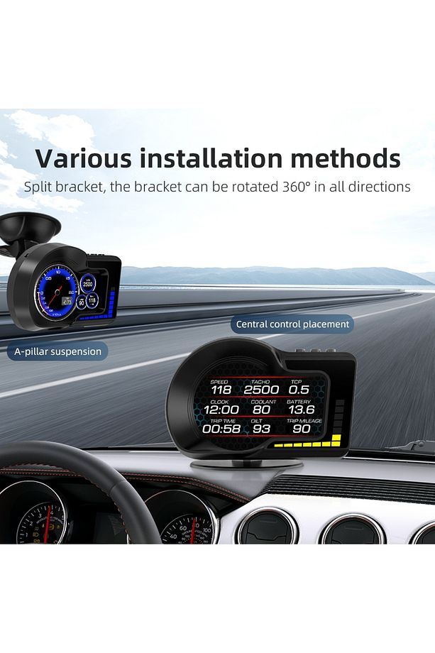 F15 HUD OBD Gelişmiş Fonksiyonlu Araç Veri Ekranı Head Up Display - 6
