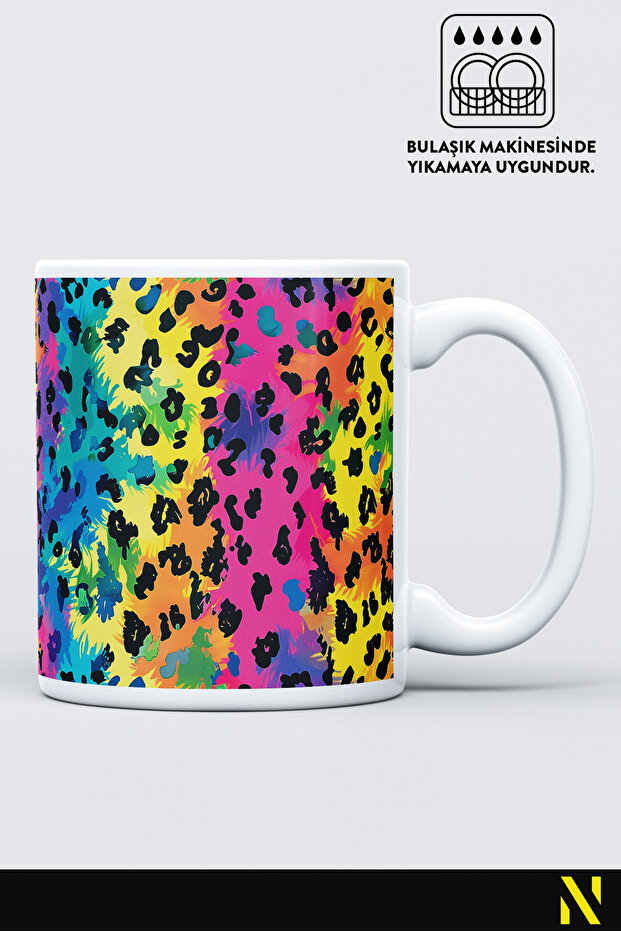 Leopard Patterned Colorful Mug – 330 ml Mug |   Stylish and Durable Design - 1