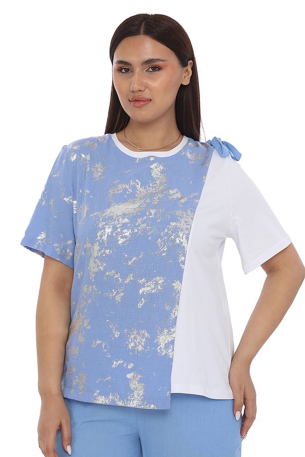 Kadın Özel Baskılı Keten Takım Tshirt Pantolon - 5