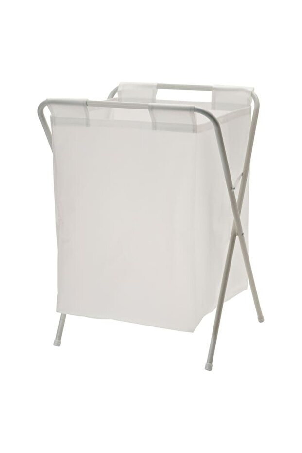JÄLL Laundry Bag with Stand – 50L Foldable White Mesh Hamper for Small Spaces | IKEA
