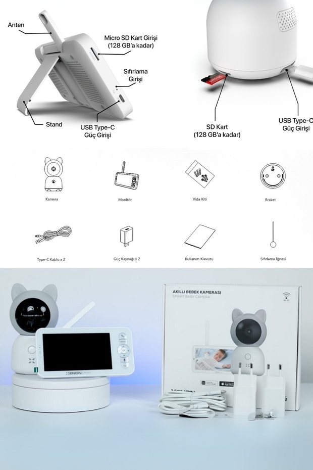 Akıllı Bebek Kamerası Dijital Monitörlü 5" Lcd Smart Baby Camera - 9