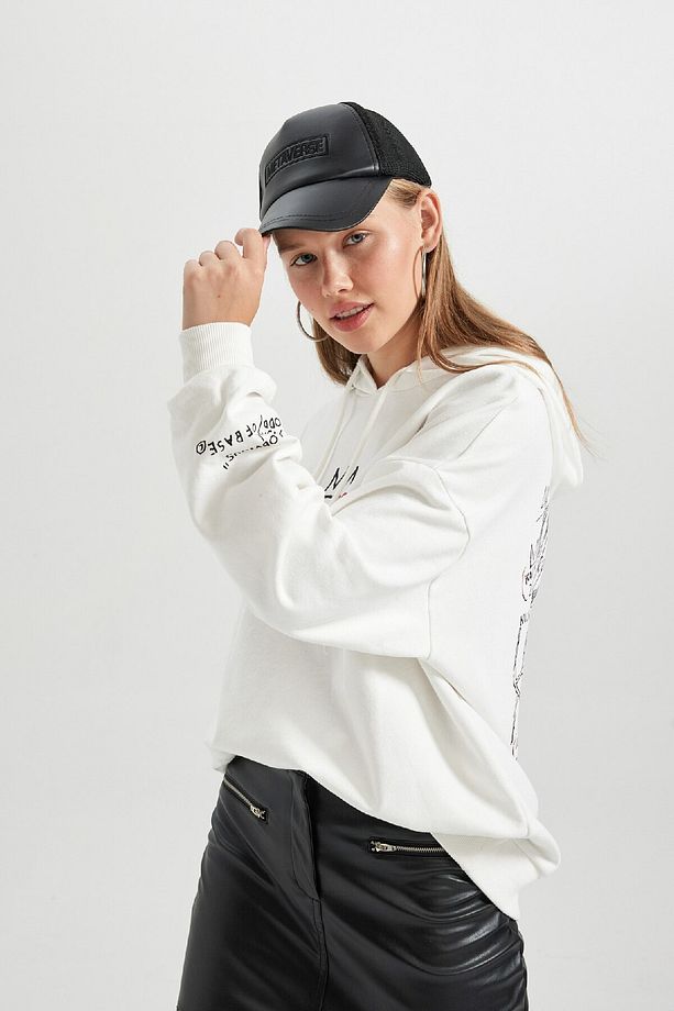 Coool Jean Michel Basquiat Oversize Geniş Kalıp Kapüşonlu Sırt Baskılı Kalın Kumaş Sweatshirt B3627a - 7