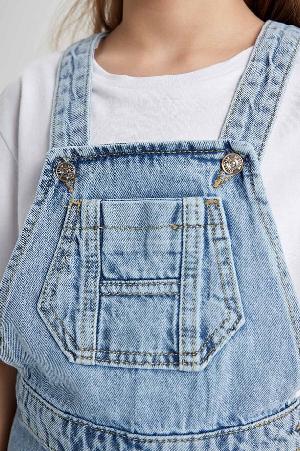 Kız Çocuk Yırtmaçlı Salopet Jean Elbise C0519a824sp - 7
