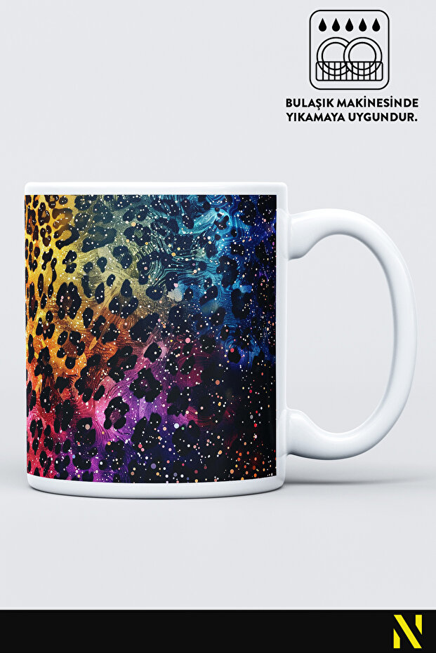 Leopard Patterned Colorful Mug – 330 ml Mug |   Stylish and Durable Design - 1