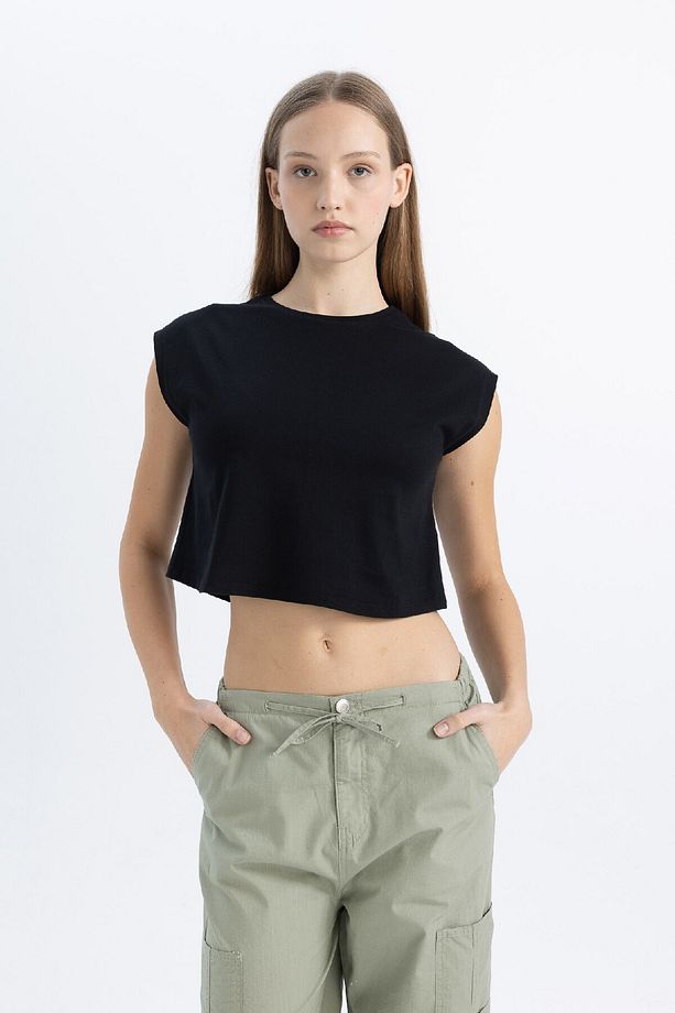 Coool Loose Fit Bisiklet Yaka Basic Düz Atlet C5338ax24sm - 3