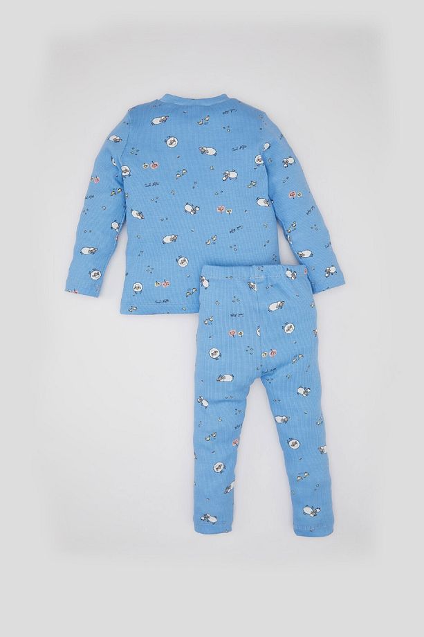 Kız Bebek Pijama Takım Desenli Fitilli Kaşkorse Uzun Kollu Üst Beli Lastikli Uzun Alt C2034a524sp - 6
