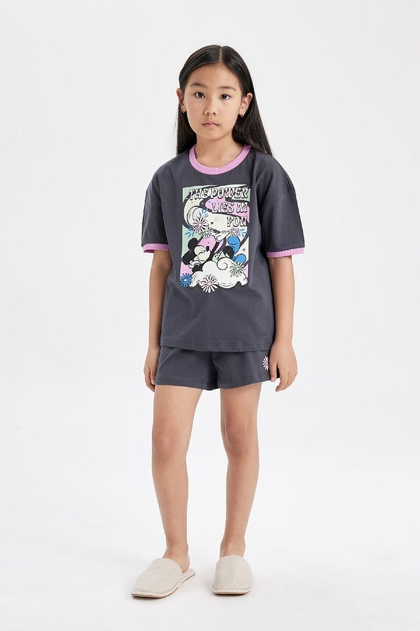 Kız Çocuk Disney Mickey & Minnie Pijama Takımı Kısa Kollu Üst Şort C2960a824sm - 2