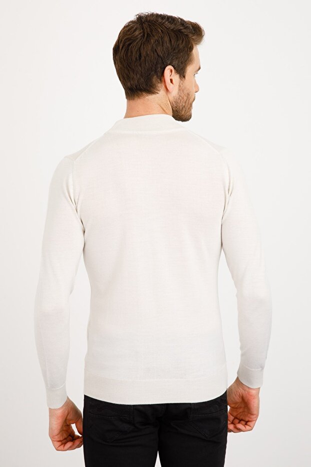 سترة تريكو فاخرة بنصف الياقة المدورة للرجال - 6