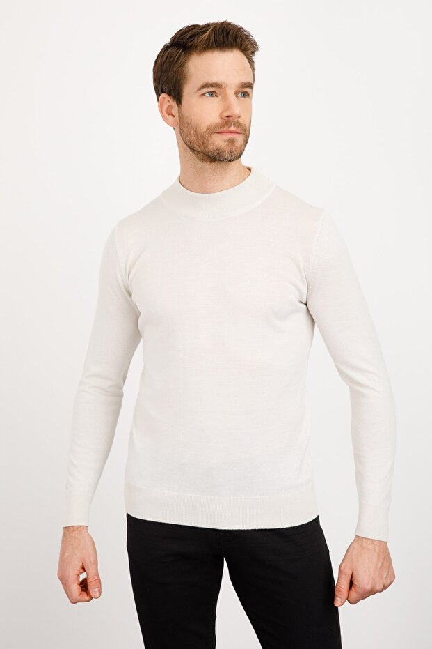 سترة تريكو فاخرة بنصف الياقة المدورة للرجال - 7