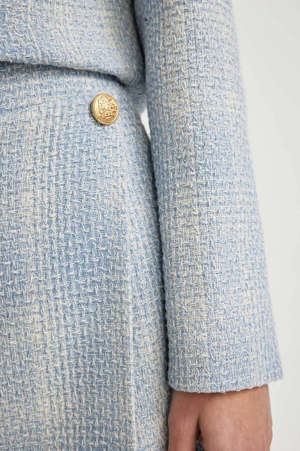 Yüksek Bel Kareli Tweed Mini Şort Etek C5532ax24sm - 8