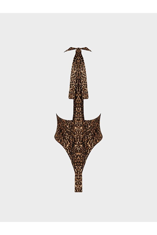 Iconic Leopard Pattern Deep Low-Cut Bodysuit - 6