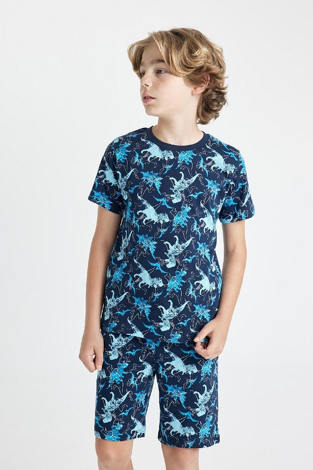 Erkek Çocuk Pijama Takımı Dinazor Baskılı Kısa Kollu Üst Şort C5498a824sm - 4