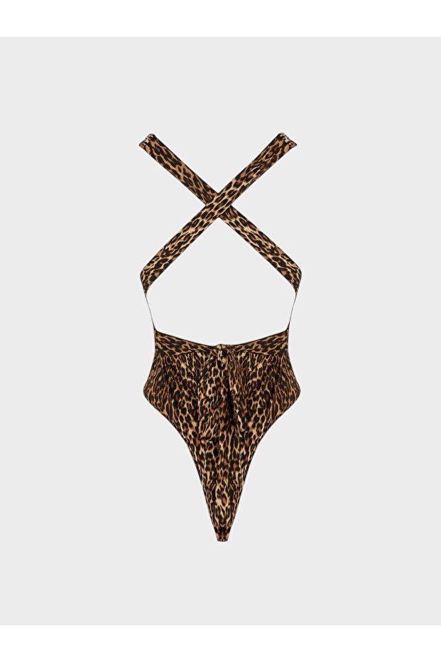 Iconic Leopard Pattern Deep Low-Cut Bodysuit - 5