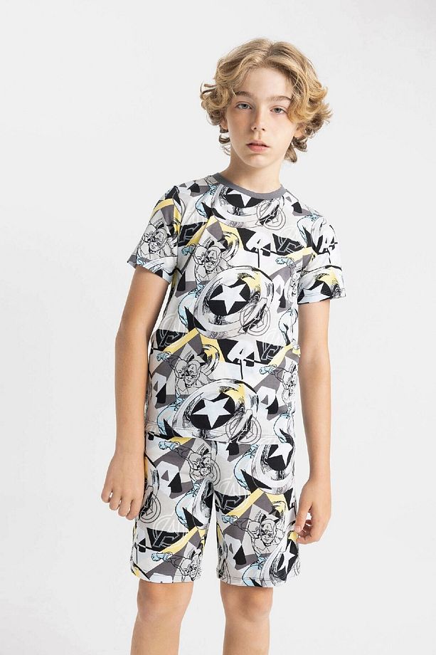 Erkek Çocuk Marvel Avengers Pijama Takımı Kısa Kollu Üst Şort C5504a824sm - 3