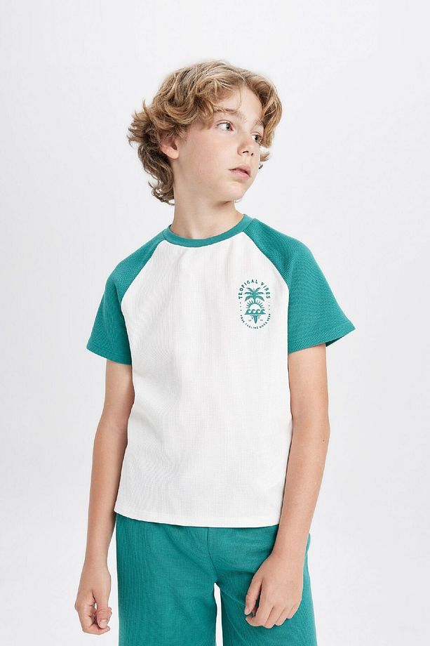 Erkek Çocuk Waffle Pijama Takımı Baskılı Kısa Kollu Üst Şort C5501a824sm - 4