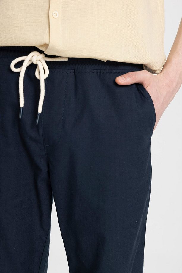 Yazlık Jogger Pantolon Pamuklu Dar Paça Beli Bağcıklı Lastikli Cepli Z6475az24sp - 4