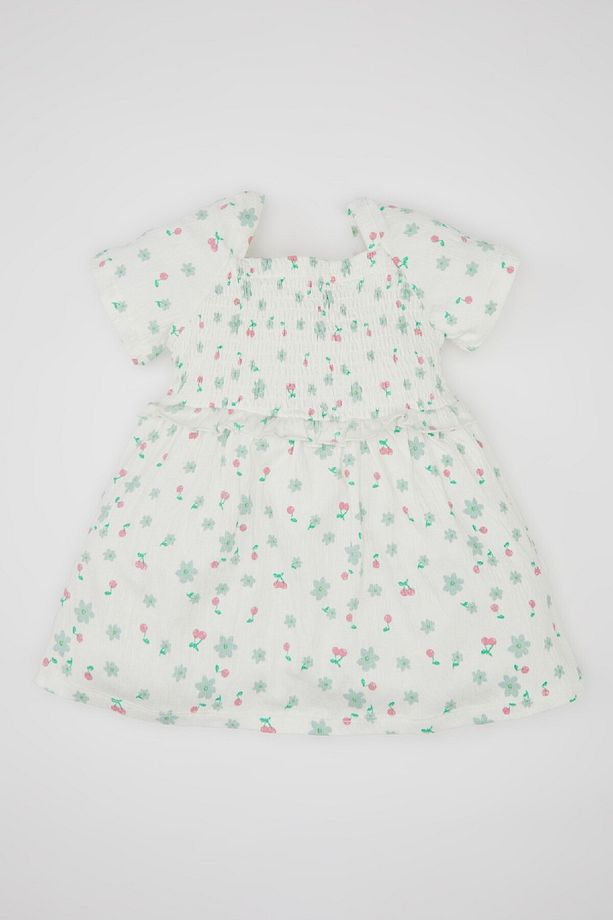 Kız Bebek Çiçekli Kısa Kollu Elbise C4500A524SM - 1