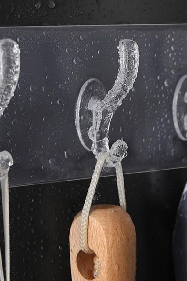 5'li Kendinden Yapışkanlı Güçlü Şeffaf Askılık-Kapı Arkası Mutfak Duvar Banyo Askı 1 Adet - 5