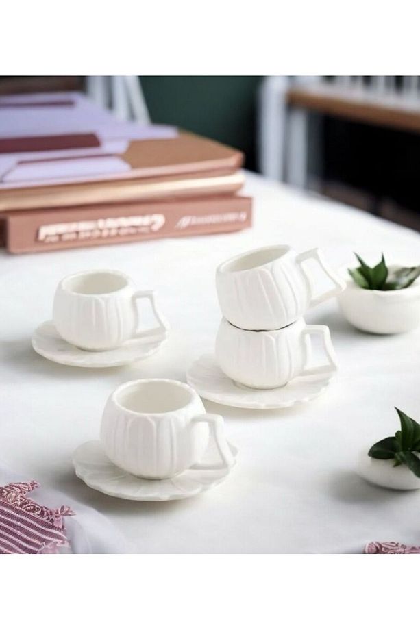 6 Kişilik Papatya Kahve Fincan Seti Fincan Takımı 90 Ml - 1