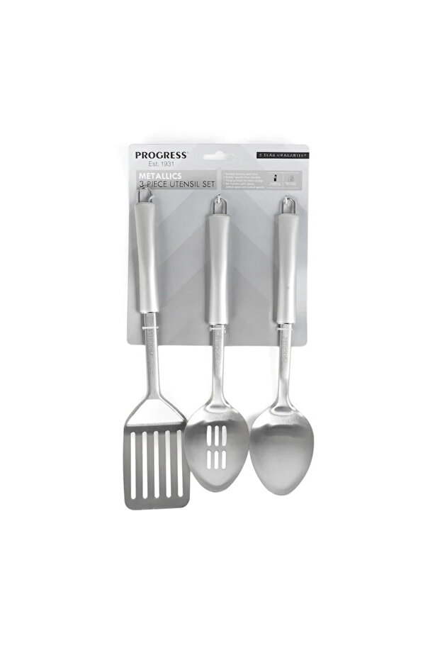 Kitchen utensil set, 3 pieces, Metallic - 1