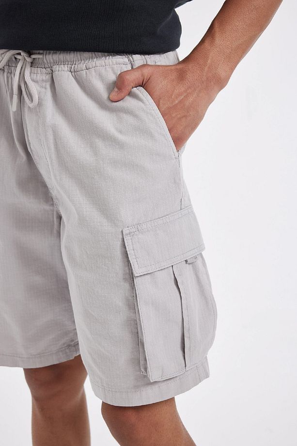 Relax Fit Düz Paça Gabardin Kargo Bermuda Şort C5400ax24sm - 6