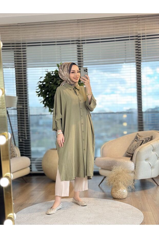 Long Tunic with Epaulet Detail