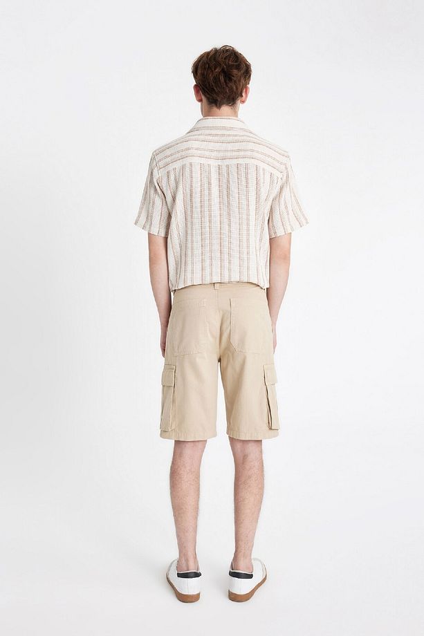 Relax Fit Düz Paça Gabardin Kargo Bermuda Şort C5382ax24sm - 8